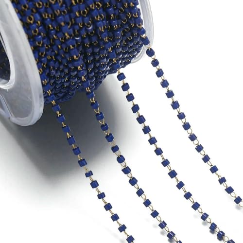 1 Meter/Packung, bunte Edelstahl-Rocailles-Ketten für selbstgemachte Halsketten, Armbänder, Schmuckherstellung, 1,5 x 1,8 mm von Jhdwu