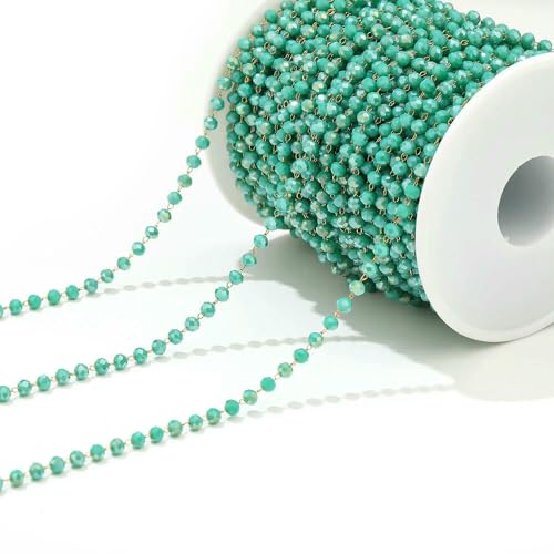 1 Meter Edelstahl Glas facettierte Perlenketten 3 mm Brillenperlen handgefertigt Rosenkranz Kette für DIY Halskette Armband Fußkettchen von Jhdwu
