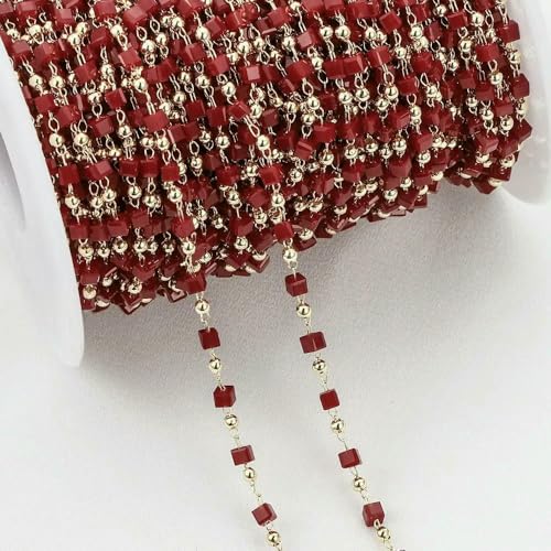 1 Meter Kristall-Würfel-Perlenkette mit böhmischen quadratischen Perlen für Halsketten, Armbänder, Schmuckherstellung, DIY, handgefertigt von Jhdwu