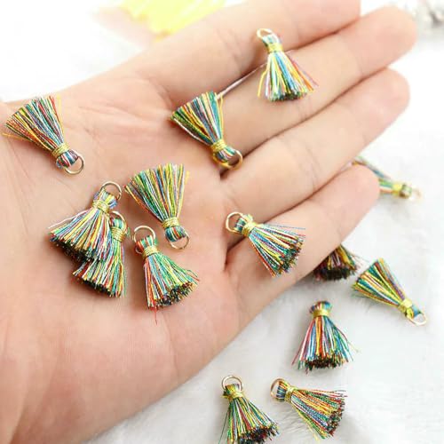 20/50/100 Stück 2,5 cm zarte Mischung Baumwolle Seide Quaste Pinsel Charme DIY Herstellung Quasten Ohrringe Anhänger Schmuck Zubehör finden von Jhdwu