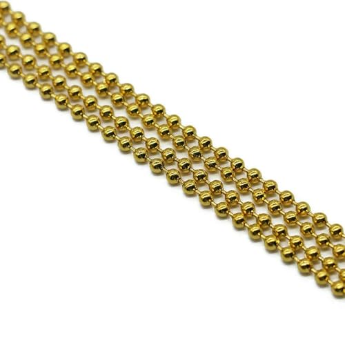 5 Meter Metallkugel-Ketten, Armband, Halskette, 1,2 mm, 1,5 mm, 2 mm, 2,4 mm, runde Perlenketten, Großpackung für DIY-Schmuckherstellung von Jhdwu
