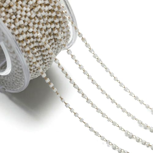 Jhdwu 1 Meter/Packung Bunte Edelstahl-Glasperlenketten 1,5 x 1,8 mm für DIY-Halskettenarmbänder, Schmuckherstellungszubehör Jhdwu 1 Meter/Packung Bunte Edelstahl-Glasperlenketten 1,5 x 1,8 mm für DIY-Halskettenarmbänder, Schmuckherstellungszubehör von Jhdwu