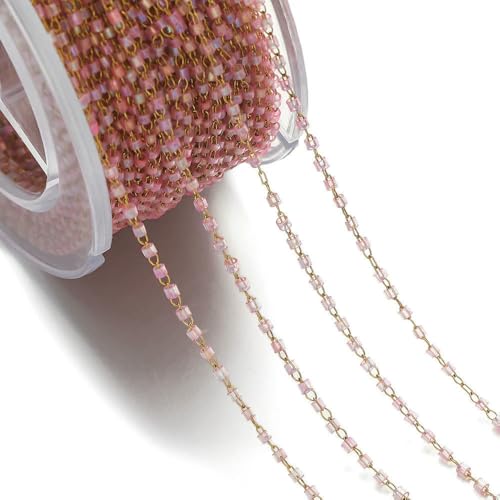 Jhdwu 1 Meter/Packung Bunte Edelstahl-Glasperlenketten 1,5 x 1,8 mm für DIY-Halskettenarmbänder, Schmuckherstellungszubehör Jhdwu 1 Meter/Packung Bunte Edelstahl-Glasperlenketten 1,5 x 1,8 mm für DIY-Halskettenarmbänder, Schmuckherstellungszubehör von Jhdwu