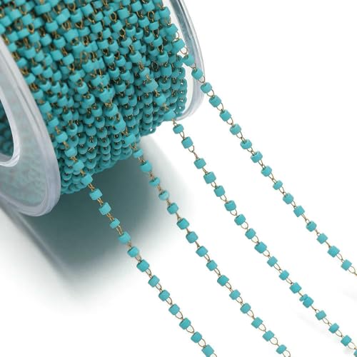 Jhdwu 1 Meter/Packung Bunte Edelstahl-Glasperlenketten 1,5 x 1,8 mm für DIY-Halskettenarmbänder, Schmuckherstellungszubehör Jhdwu 1 Meter/Packung Bunte Edelstahl-Glasperlenketten 1,5 x 1,8 mm für DIY-Halskettenarmbänder, Schmuckherstellungszubehör von Jhdwu
