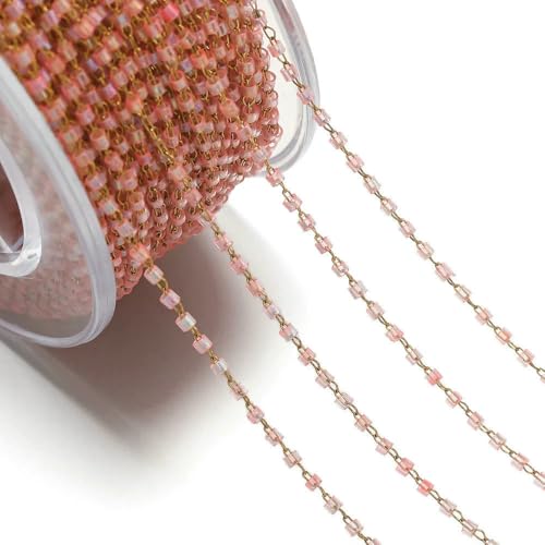 Jhdwu 1 Meter/Packung Bunte Edelstahl-Glasperlenketten 1,5 x 1,8 mm für DIY-Halskettenarmbänder, Schmuckherstellungszubehör Jhdwu 1 Meter/Packung Bunte Edelstahl-Glasperlenketten 1,5 x 1,8 mm für DIY-Halskettenarmbänder, Schmuckherstellungszubehör von Jhdwu
