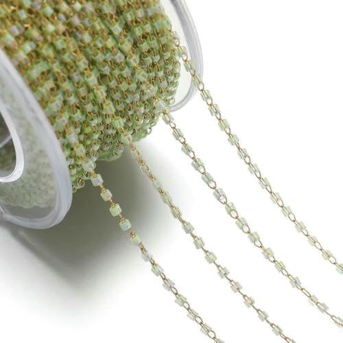 Jhdwu 1 Meter/Packung Bunte Edelstahl-Glasperlenketten 1,5 x 1,8 mm für DIY-Halskettenarmbänder, Schmuckherstellungszubehör Jhdwu 1 Meter/Packung Bunte Edelstahl-Glasperlenketten 1,5 x 1,8 mm für DIY-Halskettenarmbänder, Schmuckherstellungszubehör von Jhdwu