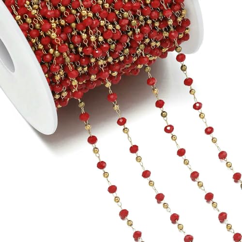 Jhdwu 1 Meter/Packung Edelstahl Mehrfarbige Kristall-Clip-Perlenketten für DIY-Schmuck, Halsketten, Armbänder, Schmuckherstellungszubehör Jhdwu 1 Meter/Packung Edelstahl Mehrfarbige Kristall-Clip-Perlenketten für DIY-Schmuck, Halsketten, Armbänder, Schmuckherstellungszubehör von Jhdwu