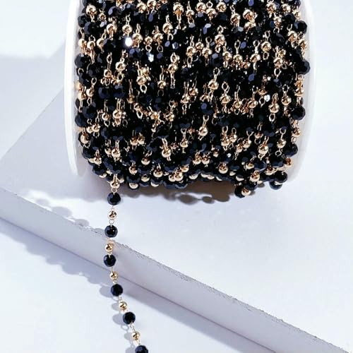 Jhdwu 1 Meter 4 mm Kristallperlenketten zur Schmuckherstellung, Schwarze transparente Bunte Glasperlen, Halskette, Goldkettenkomponenten, DIY Jhdwu 1 Meter 4 mm Kristallperlenketten zur Schmuckherstellung, Schwarze transparente Bunte Glasperlen, Halskette, Goldkettenkomponenten, DIY von Jhdwu