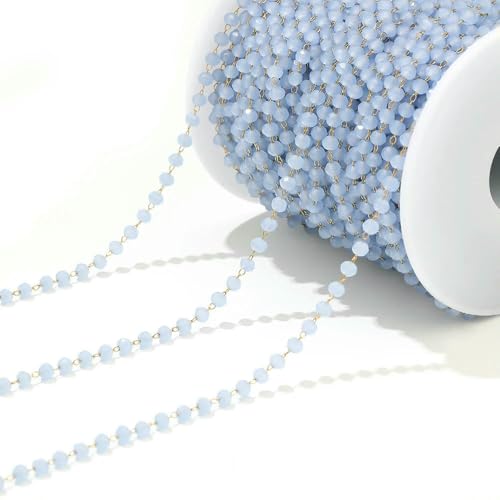 Jhdwu 1 Meter Edelstahl-Glasperlenketten mit Facettenschliff 3 mm, Brillenperlen, handgefertigte Rosenkranzkette für selbstgemachte Halsketten, Armbänder, Fußkettchen Jhdwu 1 Meter Edelstahl-Glasperlenketten mit Facettenschliff 3 mm, Brillenperlen, handgefertigte Rosenkranzkette für selbstgemachte Halsketten, Armbänder, Fußkettchen von Jhdwu
