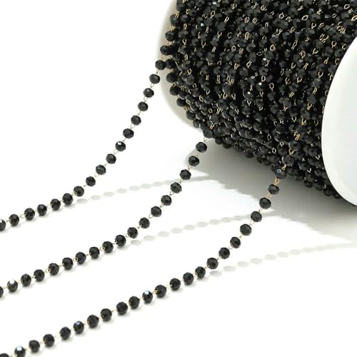 Jhdwu 1 Meter Edelstahl-Glasperlenketten mit Facettenschliff 3 mm, Brillenperlen, handgefertigte Rosenkranzkette für selbstgemachte Halsketten, Armbänder, Fußkettchen Jhdwu 1 Meter Edelstahl-Glasperlenketten mit Facettenschliff 3 mm, Brillenperlen, handgefertigte Rosenkranzkette für selbstgemachte Halsketten, Armbänder, Fußkettchen von Jhdwu