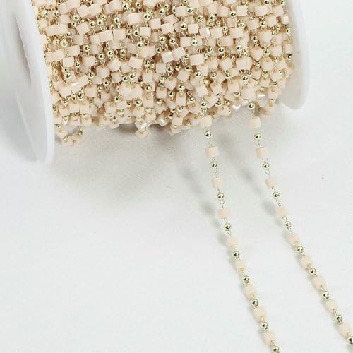 Jhdwu 1 Meter Kupferkette mit Kristallwürfelperlen und böhmischen quadratischen Perlen für Halsketten, Armbänder, Schmuckherstellung, DIY, handgefertigt Jhdwu 1 Meter Kupferkette mit Kristallwürfelperlen und böhmischen quadratischen Perlen für Halsketten, Armbänder, Schmuckherstellung, DIY, handgefertigt von Jhdwu