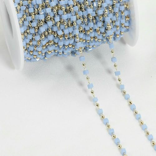 Jhdwu 1 Meter Kupferkette mit Kristallwürfelperlen und böhmischen quadratischen Perlen für Halsketten, Armbänder, Schmuckherstellung, DIY, handgefertigt Jhdwu 1 Meter Kupferkette mit Kristallwürfelperlen und böhmischen quadratischen Perlen für Halsketten, Armbänder, Schmuckherstellung, DIY, handgefertigt von Jhdwu