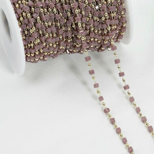 Jhdwu 1 Meter Kupferkette mit Kristallwürfelperlen und böhmischen quadratischen Perlen für Halsketten, Armbänder, Schmuckherstellung, DIY, handgefertigt Jhdwu 1 Meter Kupferkette mit Kristallwürfelperlen und böhmischen quadratischen Perlen für Halsketten, Armbänder, Schmuckherstellung, DIY, handgefertigt von Jhdwu
