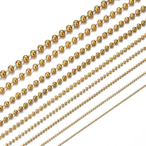 Jhdwu 1 Stück Goldfarbene Länge 15 cm - 100 cm Edelstahl-Halskette mit runden Kugelgliedern Jhdwu 1 Stück Goldfarbene Länge 15 cm - 100 cm Edelstahl-Halskette mit runden Kugelgliedern von Jhdwu
