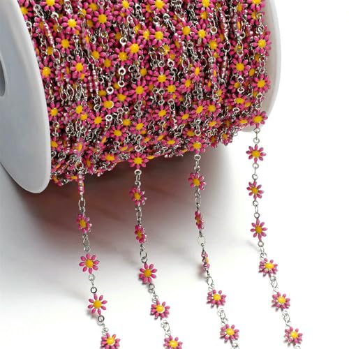 Jhdwu 1 m süße Gänseblümchen-Kette aus Kupfer und Emaille in Gold-/Stahlfarbe zur Schmuckherstellung, Sonnenblumen-Gliederketten, DIY-Halsketten, Armbandzubehör Jhdwu 1 m süße Gänseblümchen-Kette aus Kupfer und Emaille in Gold-/Stahlfarbe zur Schmuckherstellung, Sonnenblumen-Gliederketten, DIY-Halsketten, Armbandzubehör von Jhdwu