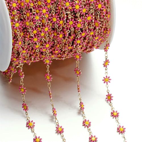 Jhdwu Niedliche Gänseblümchen-Kette aus Kupfer und Emaille in Gold-/Stahlfarben zur Schmuckherstellung, Sonnenblumen-Gliederketten, DIY-Halsketten-Armbandzubehör 1 Meter Jhdwu Niedliche Gänseblümchen-Kette aus Kupfer und Emaille in Gold-/Stahlfarben zur Schmuckherstellung, Sonnenblumen-Gliederketten, DIY-Halsketten-Armbandzubehör 1 Meter von Jhdwu