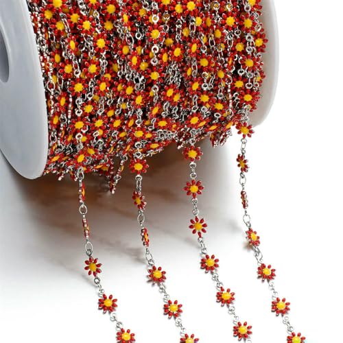 Jhdwu Niedliche Gänseblümchen-Kette aus Kupfer und Emaille in Gold-/Stahlfarben zur Schmuckherstellung, Sonnenblumen-Gliederketten, DIY-Halsketten-Armbandzubehör 1 Meter Jhdwu Niedliche Gänseblümchen-Kette aus Kupfer und Emaille in Gold-/Stahlfarben zur Schmuckherstellung, Sonnenblumen-Gliederketten, DIY-Halsketten-Armbandzubehör 1 Meter von Jhdwu