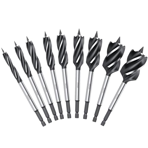 JiGiU Holzbohrer Set, 9 Stück Schlangenbohrer Set, Hochgeschwindigkeitsstahl für Metall Holz und Kunststoff, Spiralbohrer schneller Schnitt 10mm, 12mm, 14mm, 16mm, 18mm, 20mm, 25mm, 30mm, 35mm JiGiU Holzbohrer Set, 9 Stück Schlangenbohrer Set, Hochgeschwindigkeitsstahl für Metall Holz und Kunststoff, Spiralbohrer schneller Schnitt 10mm, 12mm, 14mm, 16mm, 18mm, 20mm, 25mm, 30mm, 35mm von JiGiU