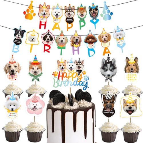 24 Stück Hund Geburtstag Decorations,Hunde Cupcake Topper Hunde Muffin Dekorationen Dog Theme Birthday Decorations Geburtstag Kuchen Dekoration für Kinder Baby Party Dekorationen von JiNks