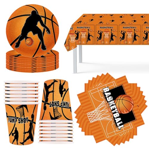Basketball Party Besteck,53 Stück Basketball Partygeschirr Set Basketball thema Party Besteck Papier Geschirr Geburtstag Party Teller Papierbecher Tischdecken Servietten Basketball Party Besteck,53 Stück Basketball Partygeschirr Set Basketball thema Party Besteck Papier Geschirr Geburtstag Party Teller Papierbecher Tischdecken Servietten von JiNks