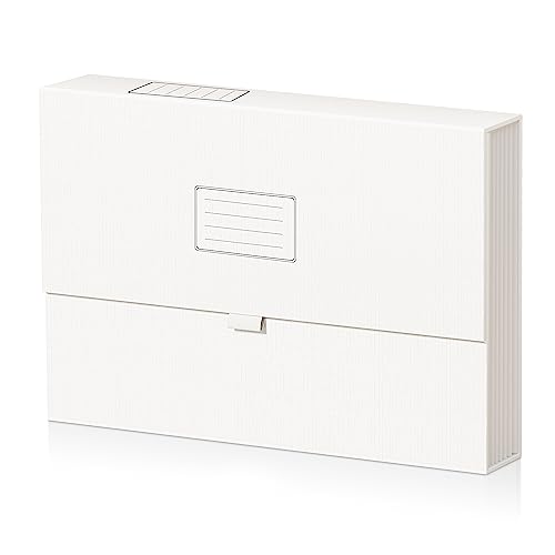 JiaWei Dokumentenmappe A4 mit Magnetisch Deckel, 7 Fächern, Fächermappe mit Etiketten, Aus 2250 g/m² Extra Starkem Karton - Weiß von JiaWei