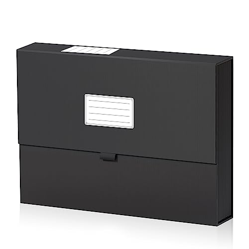 JiaWei Fächermappe - Dokumentenmappe A4 13 Fächern, Ordner Organizer mit Magnetisch Deckel, Etiketten, Ordnungsmappe A4 Aus 2250 g/m² Extra Starkem Karton - Schwarz von JiaWei
