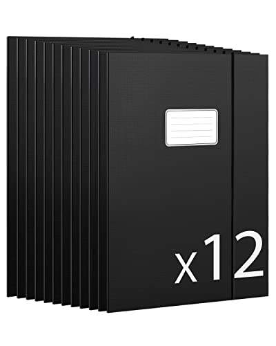 JiaWei 12 Stück 3mm Breite Sammelmappe A4 aus Karton, Aus 350g/m² extra starkem Karton mit 3 Klappen Für Din A4 Mappe, Mit Namensfeld & Gummizug, für Archivbox Heftbox Dokumentenbox - Schwarz JiaWei 12 Stück 3mm Breite Sammelmappe A4 aus Karton, Aus 350g/m² extra starkem Karton mit 3 Klappen Für Din A4 Mappe, Mit Namensfeld & Gummizug, für Archivbox Heftbox Dokumentenbox - Schwarz von JiaWei