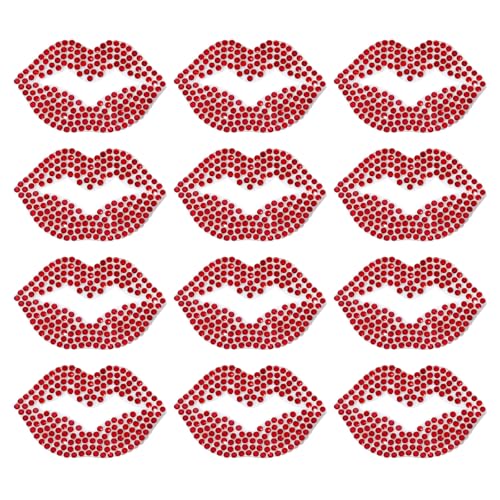 12 Stück Lippen Strass Bügelapplikation Kuss Lippe Kristall Hotfix Transfer Aufkleber Rot Bling Patch Aufkleber für T-Shirt, Kleidung, Jacke, Hut, Tasche, Valentinstag, DIY Dekoration und bestickte 12 Stück Lippen Strass Bügelapplikation Kuss Lippe Kristall Hotfix Transfer Aufkleber Rot Bling Patch Aufkleber für T-Shirt, Kleidung, Jacke, Hut, Tasche, Valentinstag, DIY Dekoration und bestickte von JiaYiXu