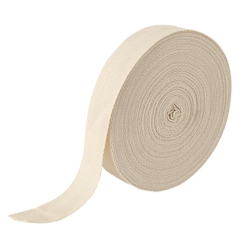 JiaYiXu 20 mm x 15 m weißes Baumwoll-Twill-Klebeband mit Fischgrätenmuster – perfekt zum Nähen, Schneidern, Umbau und Basteln von JiaYiXu