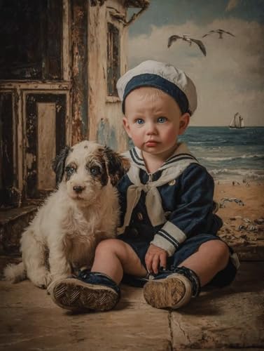 Diamond Painting 40x50 Diamond Painting Erwachsene Hund Diamanten Kinder Strand, DIY Viereckige Vollbohrer Mosaik Kreativ set für Erwachsene Malen Nach Deko Wohnzimmer Geschenke für Frauen S-131 von Jiaboxln