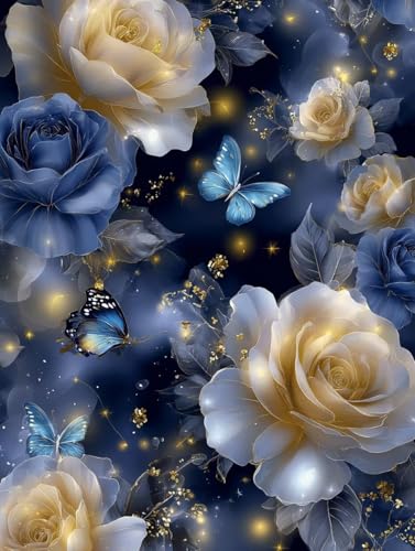 Diamond Painting 80x110 Diamond Painting Erwachsene Schmetterling Diamanten Kinder Blumen, DIY Viereckige Vollbohrer Mosaik Kreativ set für Erwachsene Malen Nach Zahlen Deko Geschenke für Frauen S-139 von Jiaboxln