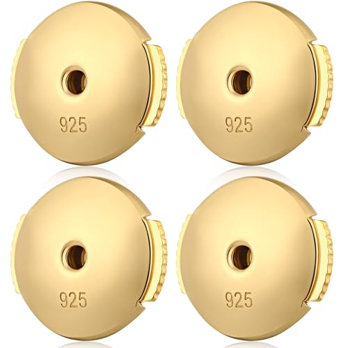 18 Karat überzogen Gegenstecker Ohrring Verschlüsse Ohrstecker Verschlüsse 925 Sterling Silber Basteln Ohrstecker Basteln Stopper Hypoallergen Ohrringstecker Verschlüsse (F:Gold) von Jiahanzb