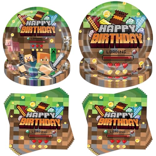 40 Stück Partygeschirr Set,Kindergeburtstag Geschirr Set,Partygeschirr Geburtstag,Kindergeburtstag Geschirr Set,Mit Teller Servietten,für Gebutstag Party Mädchen Junge von Jiahuade