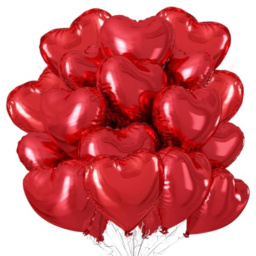 30 Stück 18 Zoll Herzballons,Herz Folienballon,Herz Helium Luftballons,Herzform Folienluftballon,Herzluftballons Geeignet für Verlobung Heiratsantrag Deko Folienballon Hochzeit Geburtstagsdeko von Jiahuade