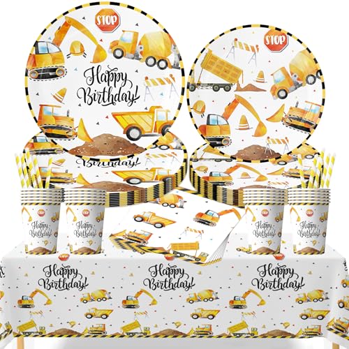 Jiahuade Baustelle Partygeschirr Set,61 Stück Partygeschirr Kindergeburtstag,Baustelle Thema Geburtstag Party,mit Pappteller Becher Servietten Tischdecke Strohhalme,für 10 Gäste Jiahuade Baustelle Partygeschirr Set,61 Stück Partygeschirr Kindergeburtstag,Baustelle Thema Geburtstag Party,mit Pappteller Becher Servietten Tischdecke Strohhalme,für 10 Gäste von Jiahuade