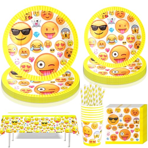 Jiahuade Emoji Partygeschirr Set,61 Stück Partygeschirr Kindergeburtstag,Emoji Thema Geburtstag Party,mit Pappteller Becher Servietten Tischdecke Strohhalme,für 10 Gäste Jiahuade Emoji Partygeschirr Set,61 Stück Partygeschirr Kindergeburtstag,Emoji Thema Geburtstag Party,mit Pappteller Becher Servietten Tischdecke Strohhalme,für 10 Gäste von Jiahuade