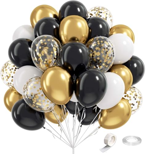 60 Stück Luftballons Schwarz Gold Weiß,12” Latex Ballons,Gold Konfetti Ballons,Helium Luftballons,Partyballon Deko für Geburtstag Valentinstag Jubiläum Hochzeit Graduierung Feier Party 60 Stück Luftballons Schwarz Gold Weiß,12” Latex Ballons,Gold Konfetti Ballons,Helium Luftballons,Partyballon Deko für Geburtstag Valentinstag Jubiläum Hochzeit Graduierung Feier Party von Jiahuade