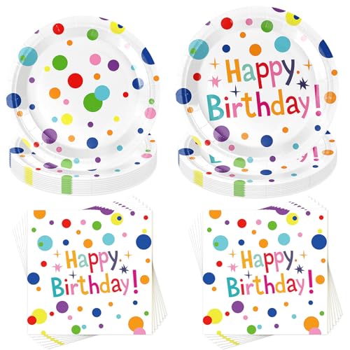 Partygeschirr Set,40 Stück Bunt Partygeschirr Kindergeburtstag,Bunt Polka Dot Design Thema Geburtstag Party,mit Pappteller Servietten,für 10 Gäste Partygeschirr Set,40 Stück Bunt Partygeschirr Kindergeburtstag,Bunt Polka Dot Design Thema Geburtstag Party,mit Pappteller Servietten,für 10 Gäste von Jiahuade