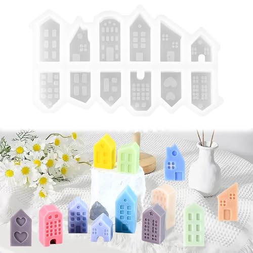 Silikonformen Gießformen Häuser, 12 Stück Silikonform Mini Häuser Weihnachtshaus Silkonform, Silikonform Häuser Kerzenhalter Gießformen Silikon Haus für Weihnachten, Halloween, Ostern Silikonformen Gießformen Häuser, 12 Stück Silikonform Mini Häuser Weihnachtshaus Silkonform, Silikonform Häuser Kerzenhalter Gießformen Silikon Haus für Weihnachten, Halloween, Ostern von Jiahuade