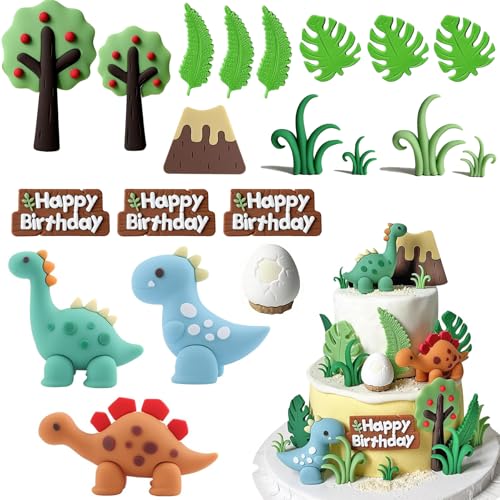Kuchendeko Dinosaurier Set,Dino Tortendeko,Dschungel Kuchendeko,Dschungel Themed Tortendeko,Cartoons Kuchen Topper Set,Kinder Geburtstag Party Torte Deko Supplie von Jiahuade