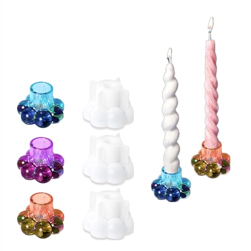 3 Stück flexible Epoxidharz-Blumenform, Silikon-Kerzenhalter-Form, Heimdekoration für handgefertigte Kerzen, Duftkerzen, Basteln zu Hause(Weiß) von Jiakalamo