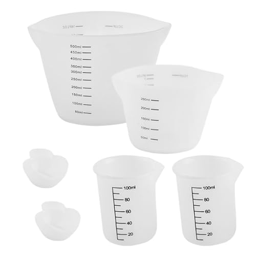 6 Silikon-Messbecher mit Skala, weiche, flexible Harzmisch- und Gießbecher aus Silikon für Epoxidharz, Butter, Schokolade und mehr, leicht zu reinigen 6 Silikon-Messbecher mit Skala, weiche, flexible Harzmisch- und Gießbecher aus Silikon für Epoxidharz, Butter, Schokolade und mehr, leicht zu reinigen von Jiakalamo