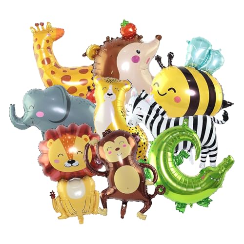 Dschungeltier-Luftballons, 50,8–91,4 cm, lustige Tierballons, Aluminiumfolien-Ballon für Waldthemen, Geburtstagsparty-Dekorationen, Löwe, Krokodil, Elefant, Leopard, Zebra, Tiere, Biene, 9 Stück Dschungeltier-Luftballons, 50,8–91,4 cm, lustige Tierballons, Aluminiumfolien-Ballon für Waldthemen, Geburtstagsparty-Dekorationen, Löwe, Krokodil, Elefant, Leopard, Zebra, Tiere, Biene, 9 Stück von Jiakalamo