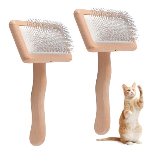 Holz Wolle Carder Hand Carders, 2 Stück Sanfte Weiche Nadelbürste, Zupfbürste für Hunde, Spinnen und Weben, Kartenbürsten für Nadelfilzen Wolle von Jiakalamo