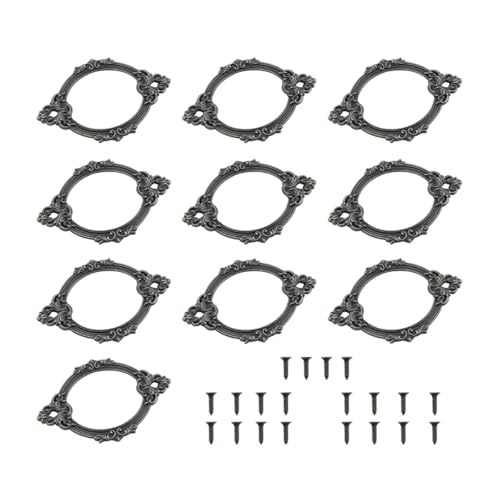 JianLing Vintage-Etikettenhalter mit Spitze, Bronze, mit 20 Schrauben, 68 x 44 mm, Zinklegierung, Schubladenetikett, Kartenrahmen, Etikett für Schublade, Schrank, Schmuckkästchen, 10 Stück von JianLing
