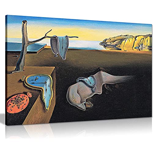 Drucken Salvador Dali Die Beständigkeit der Erinnerung Uhren Surreales Ölgemälde Leinwand Poster Wandkunst Bild Für Wohnzimmer 50x90cm (20x35in) Mit Rahmen von Jianghu Art