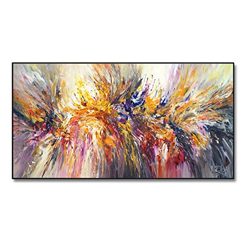 Jianghu Art Große Größe Leinwand Wohnkultur Abstrakte bunte Bilder Leinwand Malerei Blüte Blume Poster Drucke Wandkunst für Wohnzimmer 80x160cm/(31x63inch) mit Rahmen von Jianghu Art