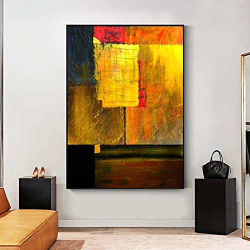 Moderne zeitgenössische übergroße Wandkunst abstrakte Kunst Ölgemälde auf Leinwand Poster und Drucke Große gerahmte Drucke Kunstdekor 70x125cm (28x49in) mit Rahmen von Jianghu Art