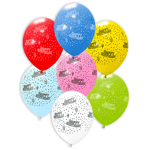 6 bunte Party-Ballons mit Happy Birthday-Aufdruck, 30cm von Procos