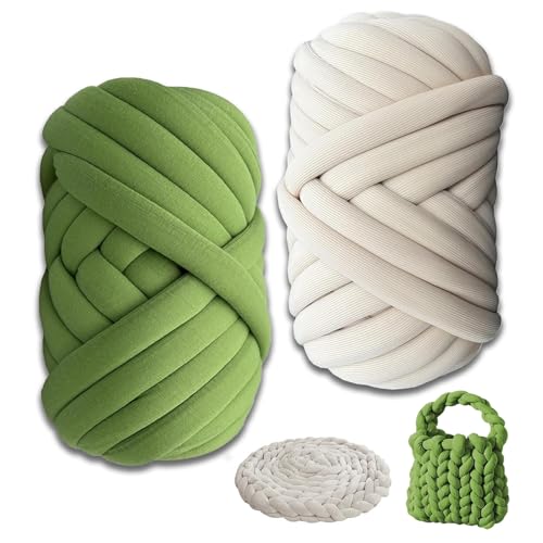 Jiavlyx 2 Stück Dicke Wolle Garn, 500g Sperrige Handstrickgarn, 25 MM Grobe Isländische Wolle,Wolle Zum Handstricken, Handstrickgarn, Sperrige Textilgarn, Für Taschen,Haustiernester,DIY-Kunsthandwerk von Jiavlyx